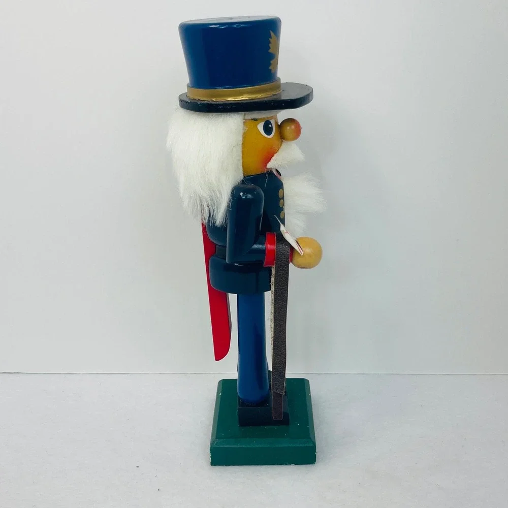 Vintage Wooden Mailman Nutcracker Postman with Letter and Mail Bag 10 Inch Blue